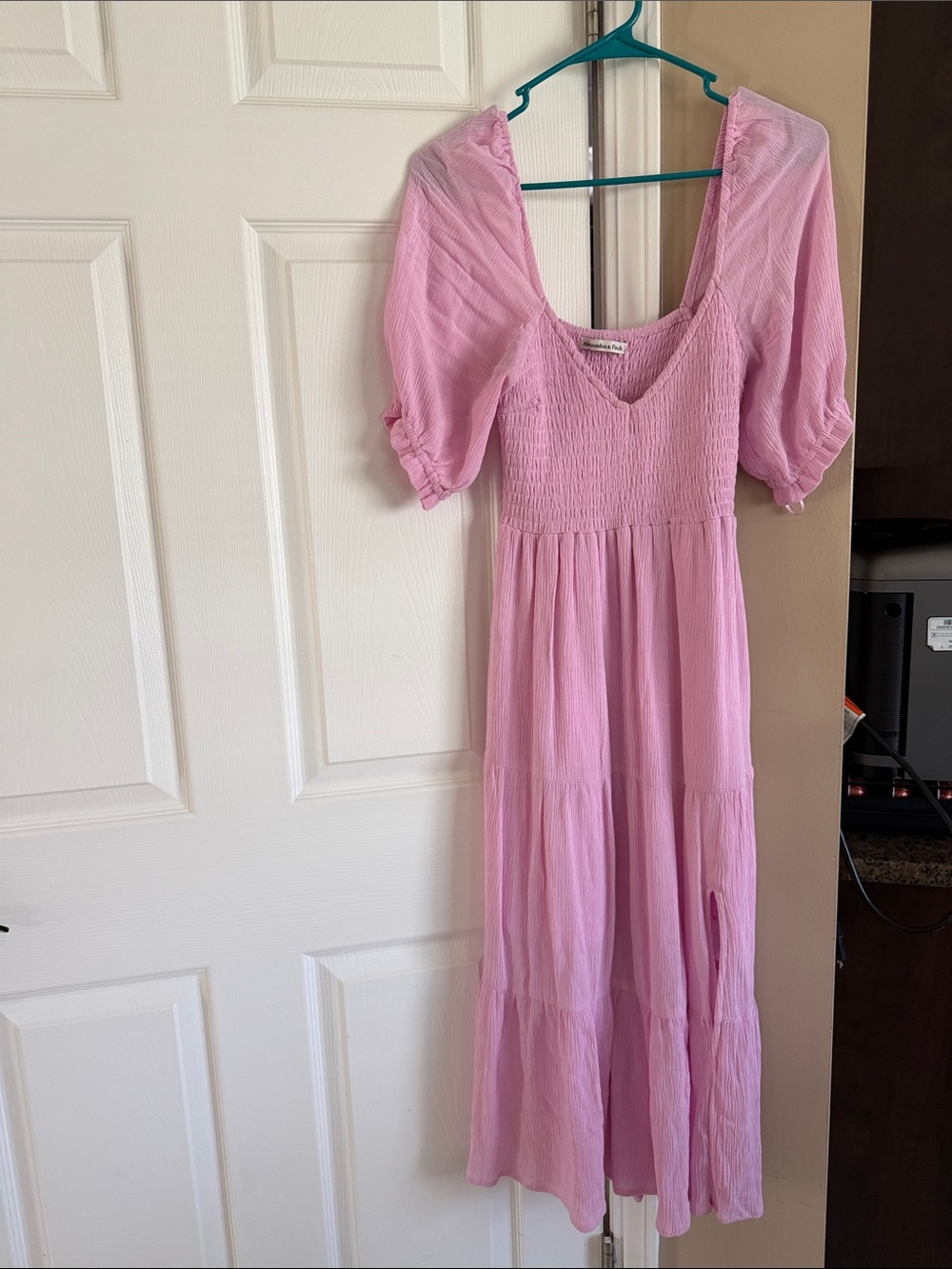 Abercrombie & Fitch Light Pink Tiered Maxi Dress